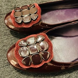 Vaneli Maroon Flats with Stone Embellishment